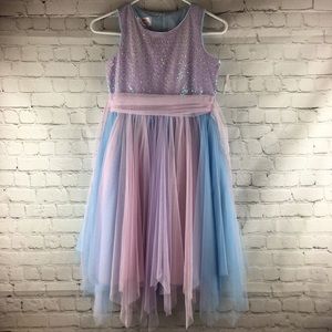 Justice Pastel Sequin Tulle Girls Party Dress - 12